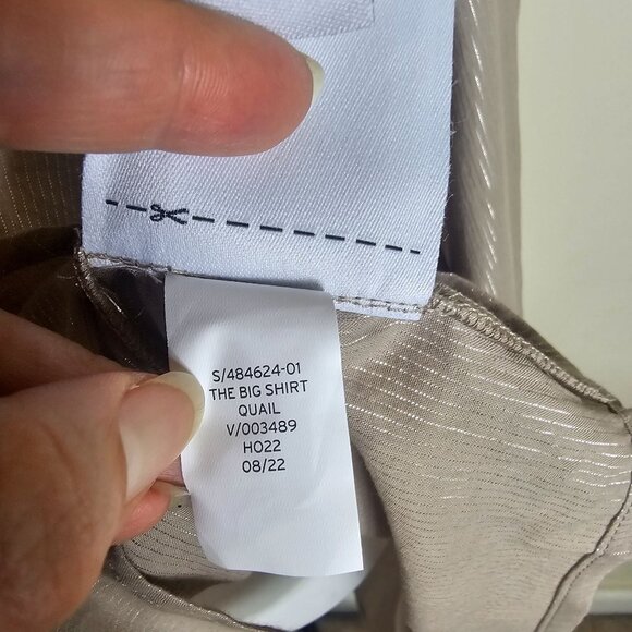 Gap The Big Shirt Oversized Button Up Blouse Sz L Metallic Stripes Lagenlook - Picture 7 of 10